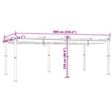 Tonnelle de jardin avec toit rétractable crème 3x6 m aluminium