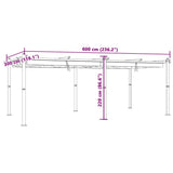 Tonnelle de jardin avec toit rétractable taupe 3x6 m aluminium