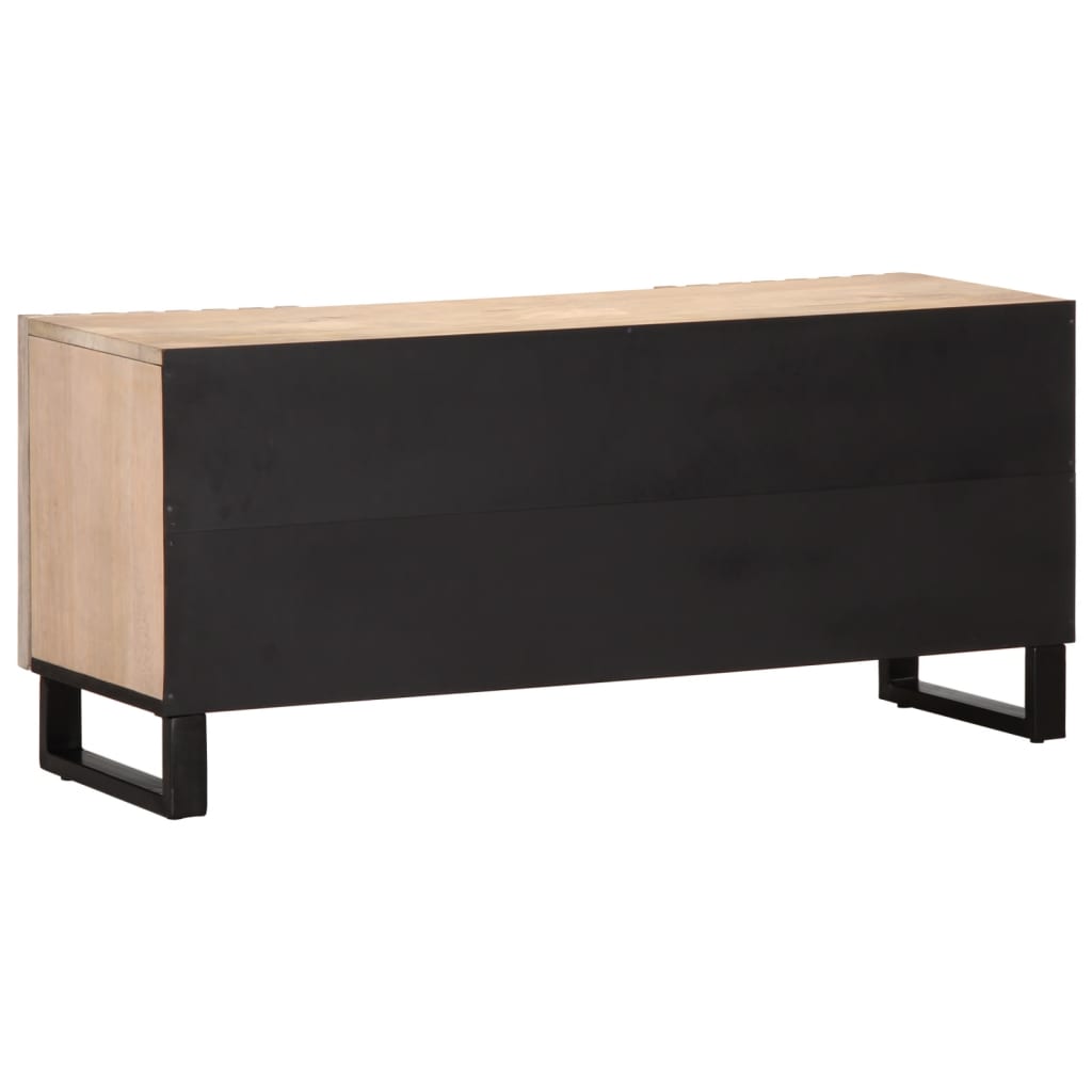 Meuble TV blanc 105x34x46 cm bois massif de manguier