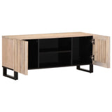 Meuble TV blanc 105x34x46 cm bois massif de manguier