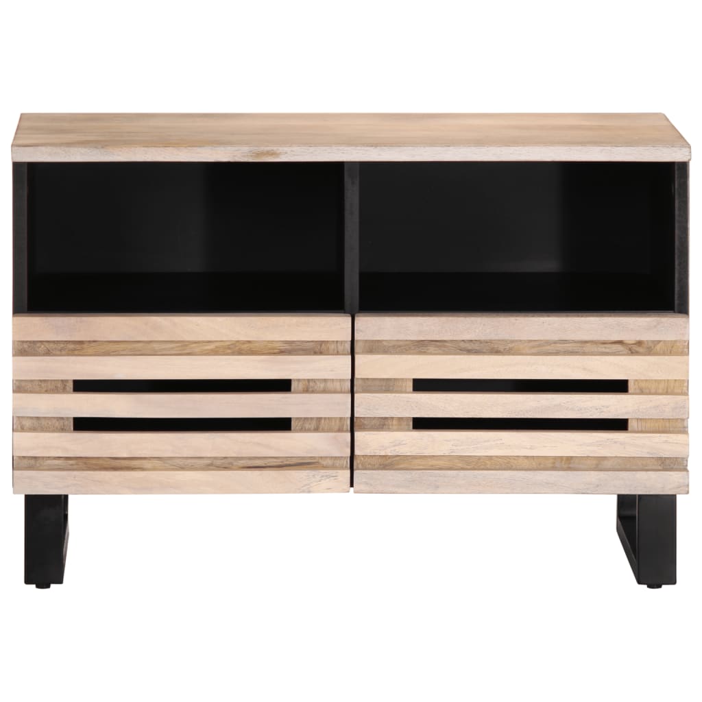 Meuble TV blanc 70x34x46 cm bois massif de manguier