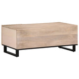 Table basse blanc 100x55x40 cm bois de manguier massif