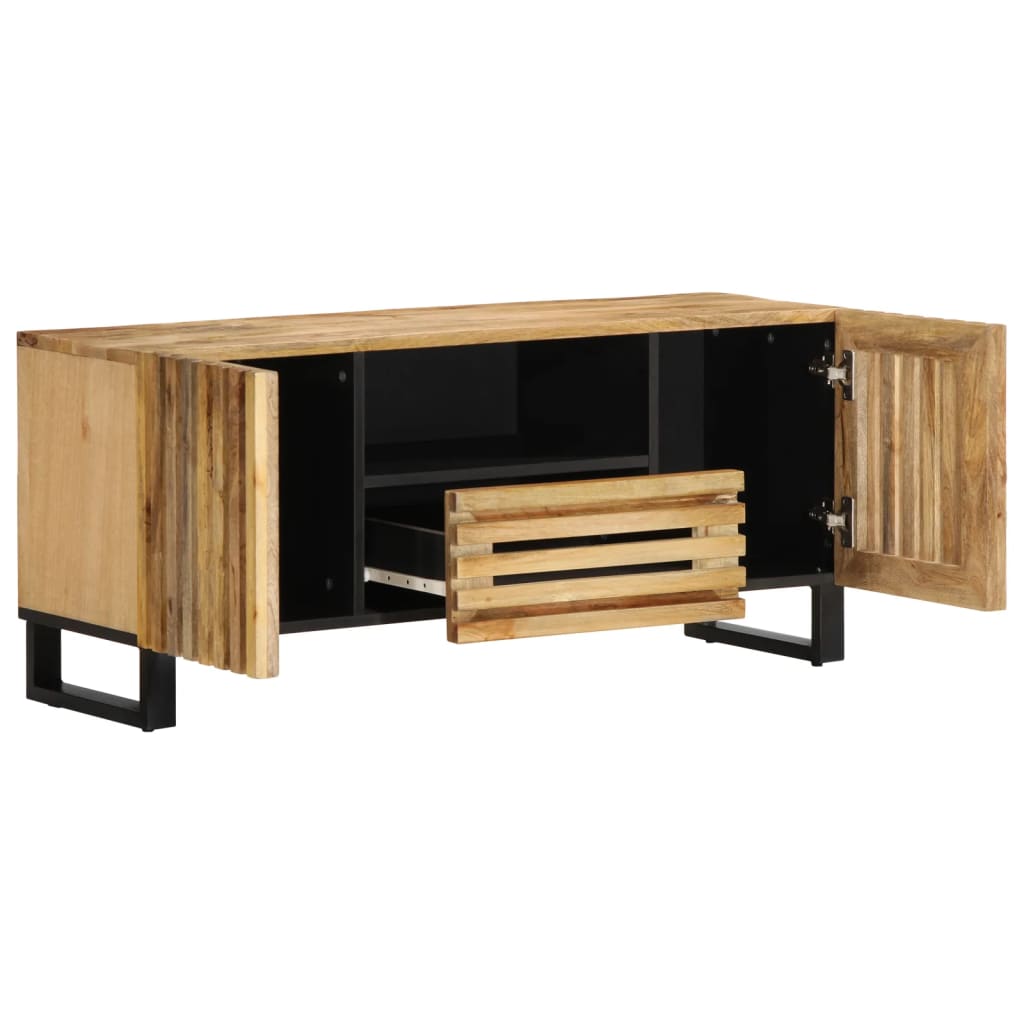 Meuble TV 100x34x46 cm bois massif de manguier brut