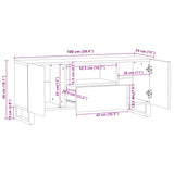 Meuble TV 100x34x46 cm bois massif de manguier