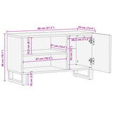 Meuble TV 80x34x46 cm bois massif de manguier brut