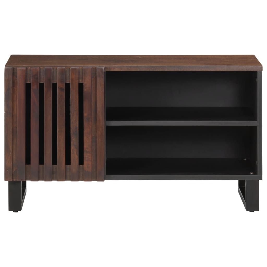 Meuble TV marron 80x34x46 cm bois massif de manguier