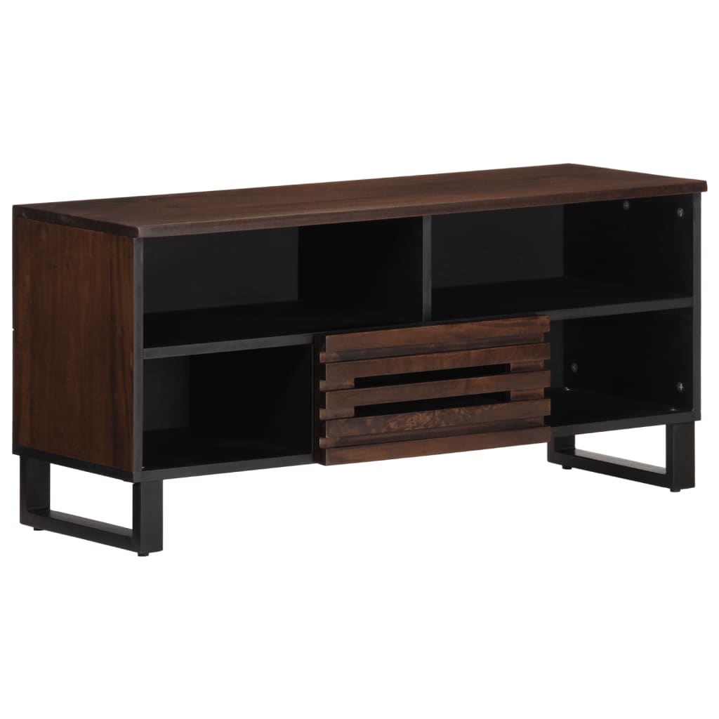 Meuble TV marron 100x34x46 cm bois massif manguier