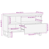 TV-Schrank 80x34x46 cm, massives rohes Mangoholz