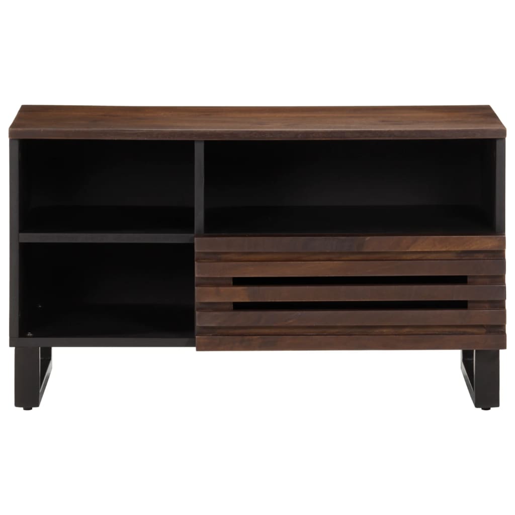 Meuble TV marron 80x34x46 cm bois massif de manguier