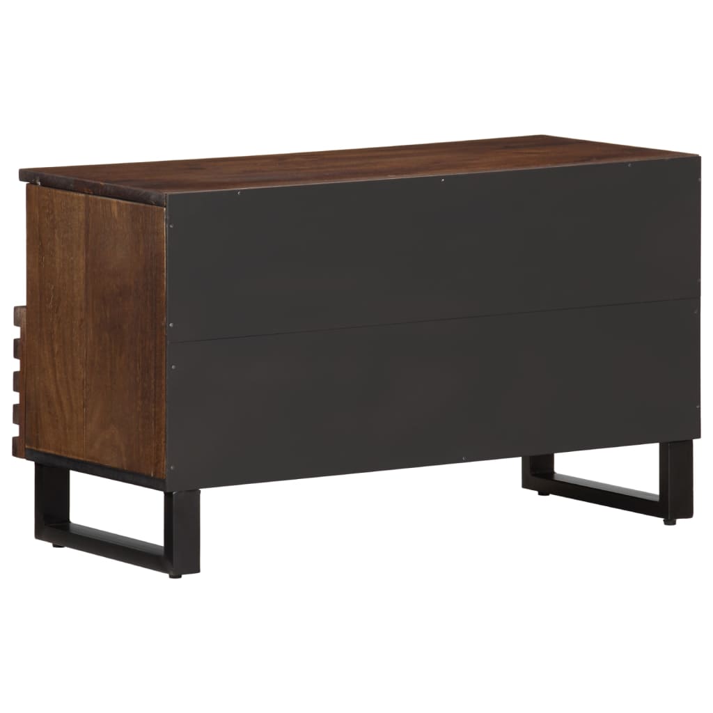 Meuble TV marron 80x34x46 cm bois massif de manguier