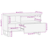 Meuble TV 80x34x46 cm bois massif de manguier