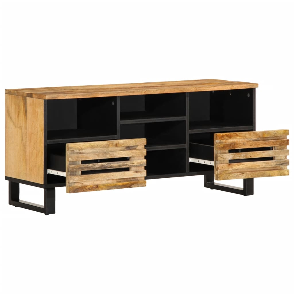 Meuble TV 100x34x46 cm bois massif de manguier brut