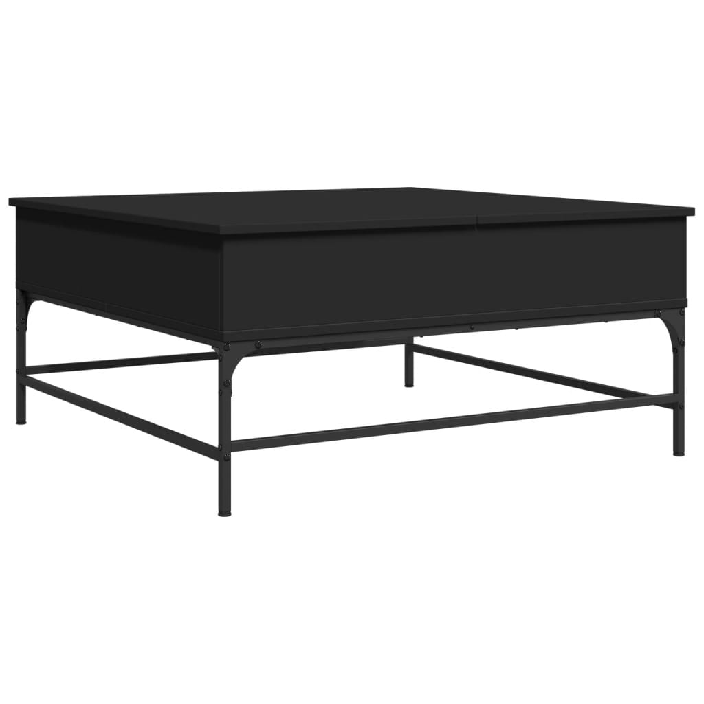 Schwarzer Couchtisch 95x95x45 cm aus Holzwerkstoff und Metall