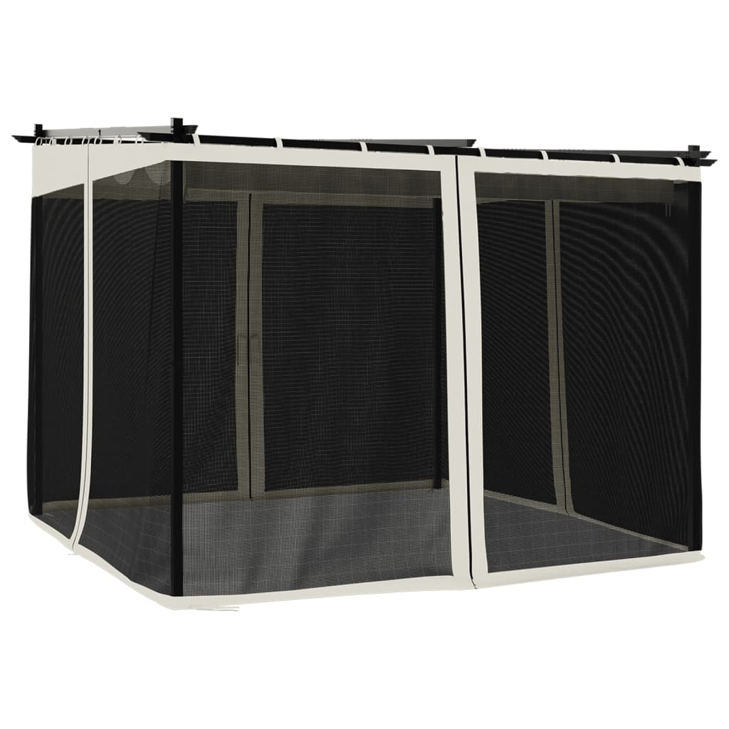 Tonnelle avec parois en filet crème 3x3 m acier