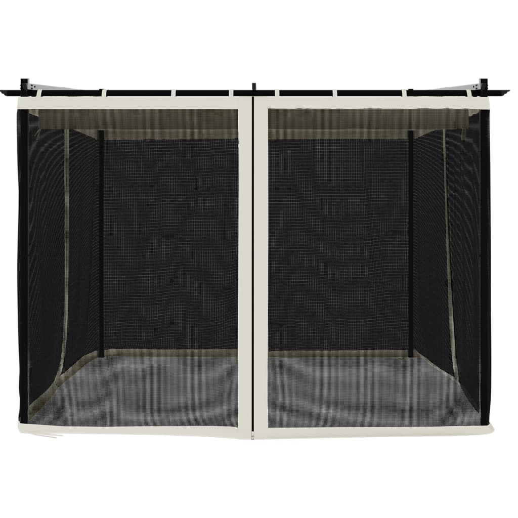 Tonnelle avec parois en filet crème 3x3 m acier