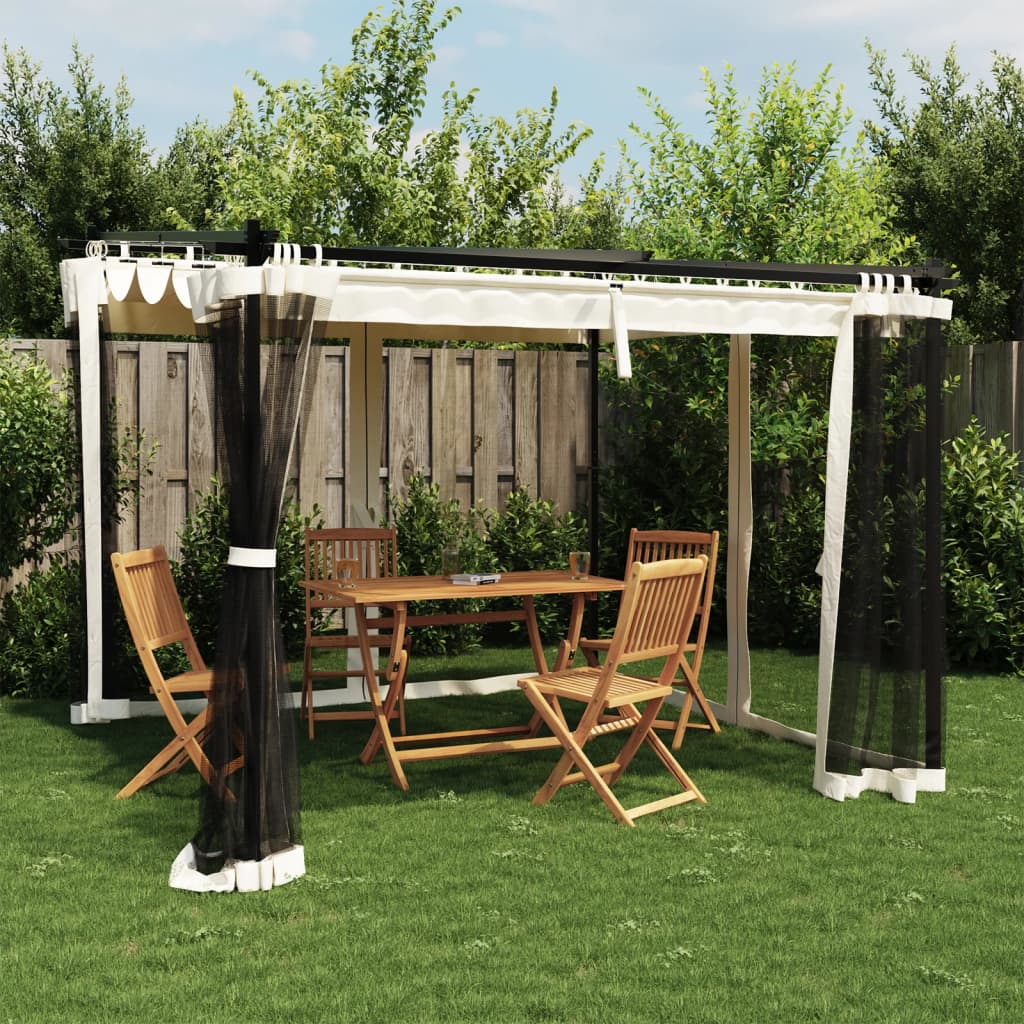 Tonnelle avec parois en filet crème 3x3 m acier