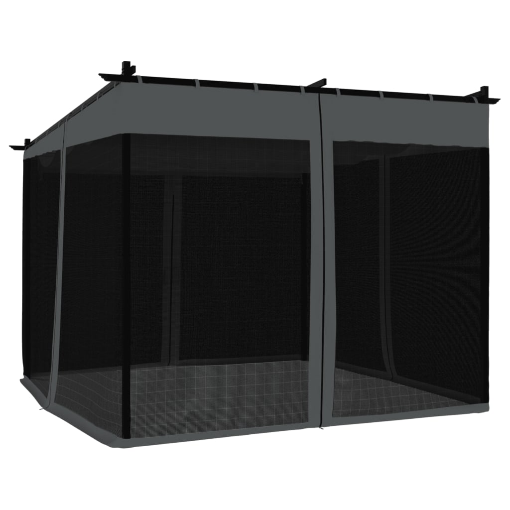 Tonnelle avec parois en filet anthracite 3x3 m acier