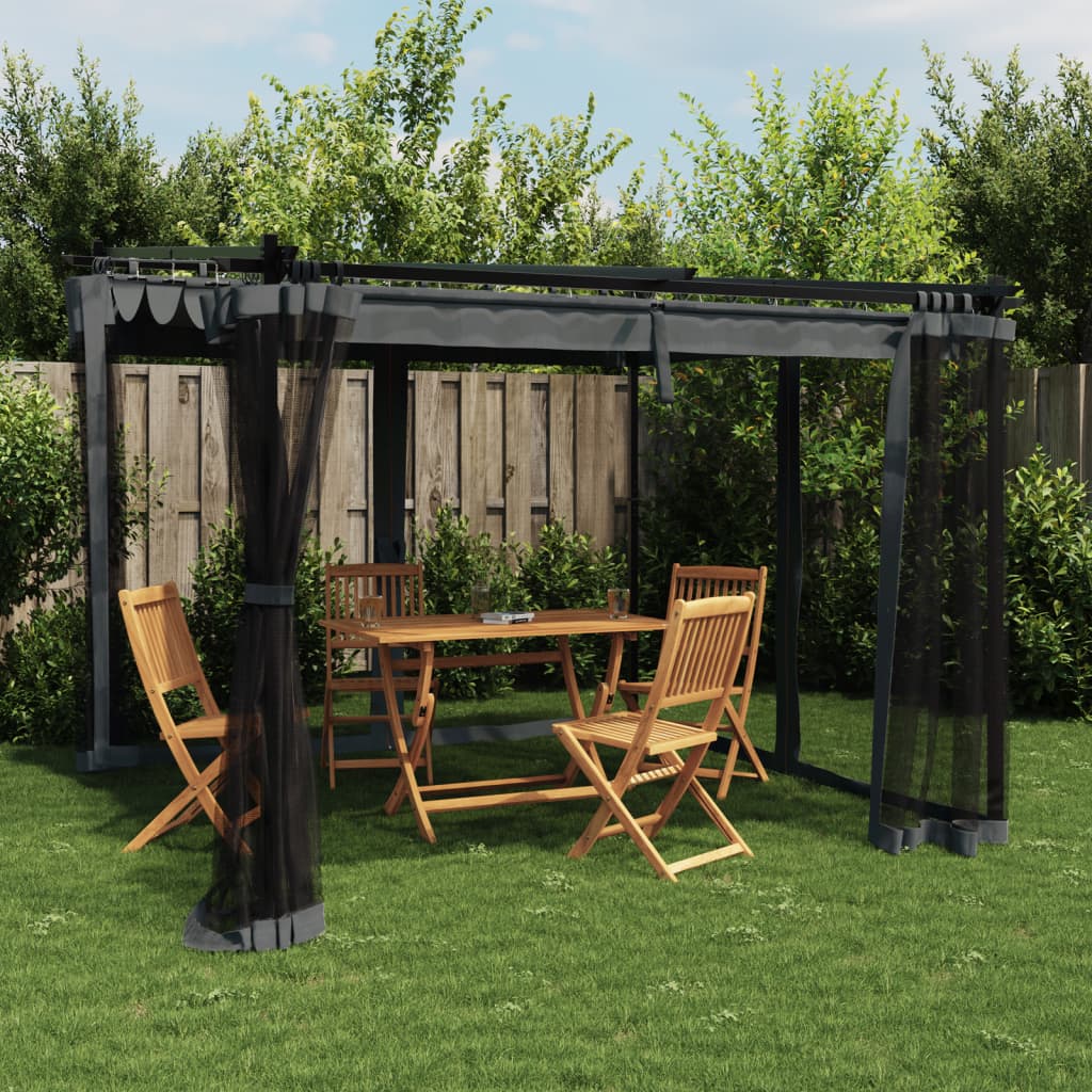 Tonnelle avec parois en filet anthracite 3x3 m acier