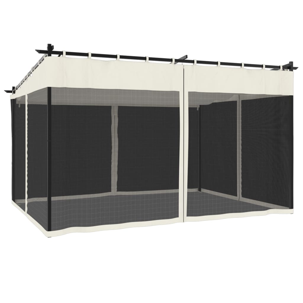 Tonnelle avec parois en filet crème 4x3 m acier