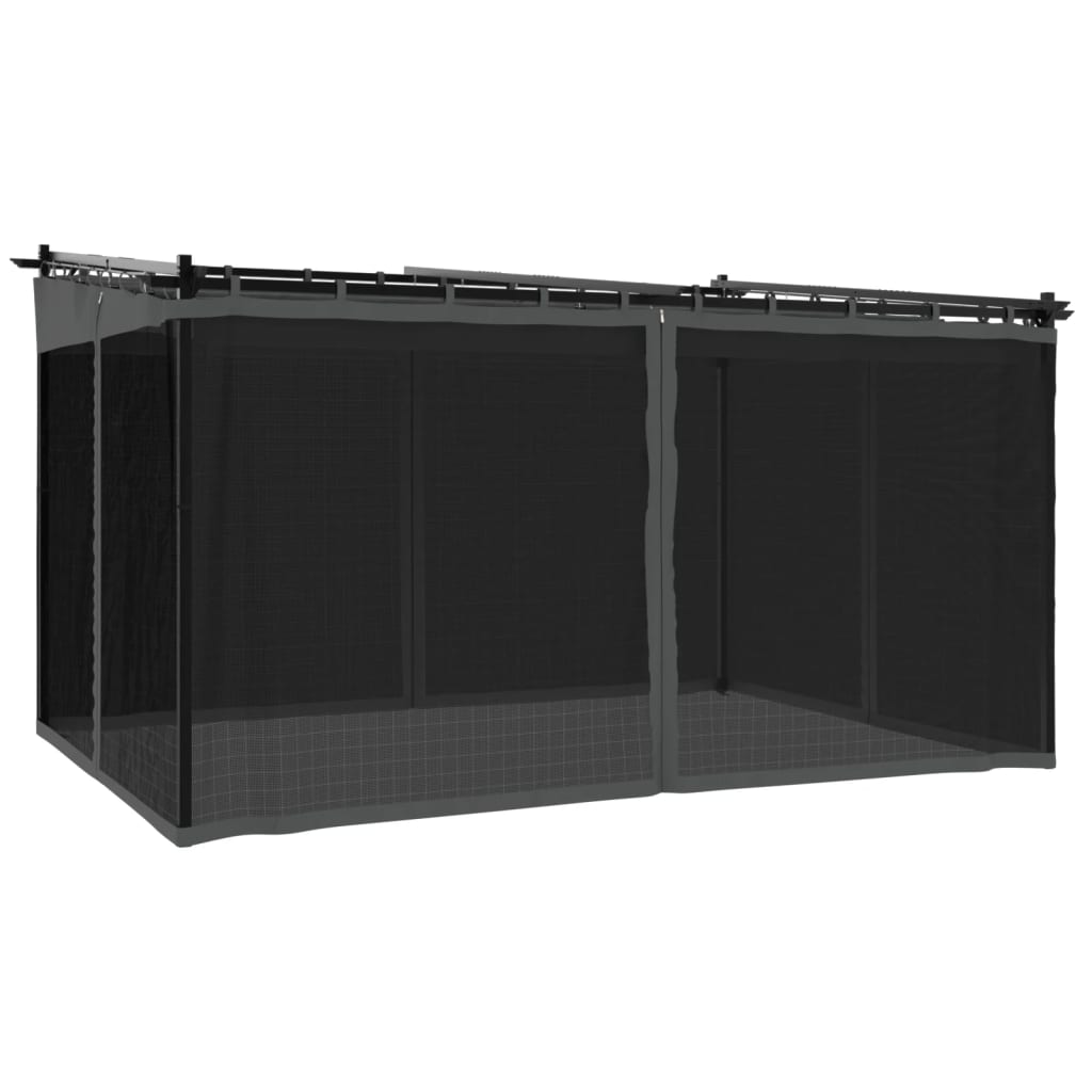 Tonnelle avec parois en filet anthracite 4x3 m acier