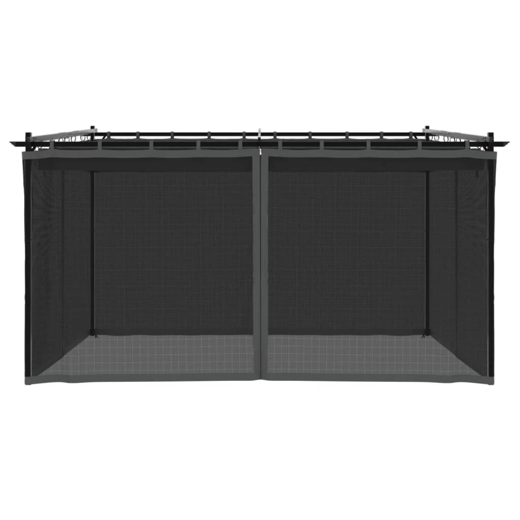 Tonnelle avec parois en filet anthracite 4x3 m acier