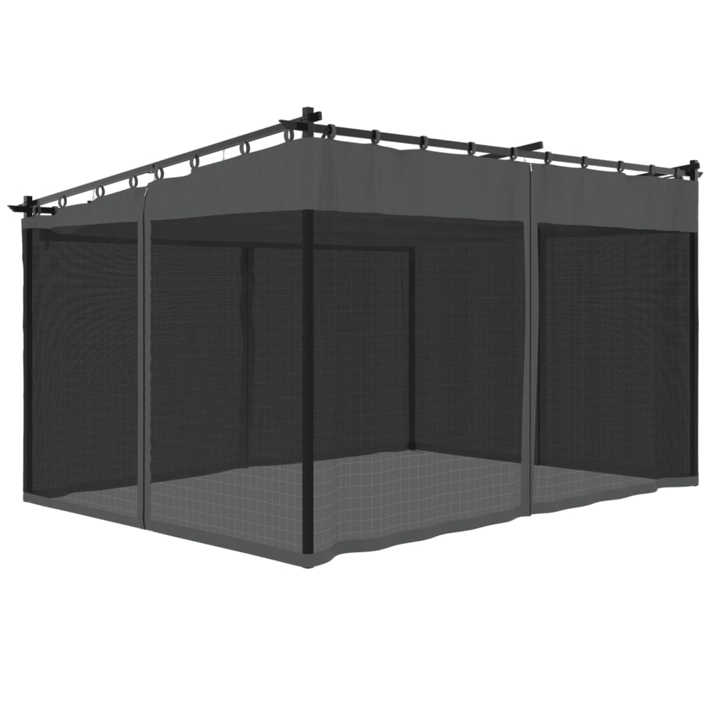 Tonnelle avec parois en filet anthracite 4x3 m acier