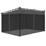 Tonnelle avec parois en filet anthracite 4x3 m acier