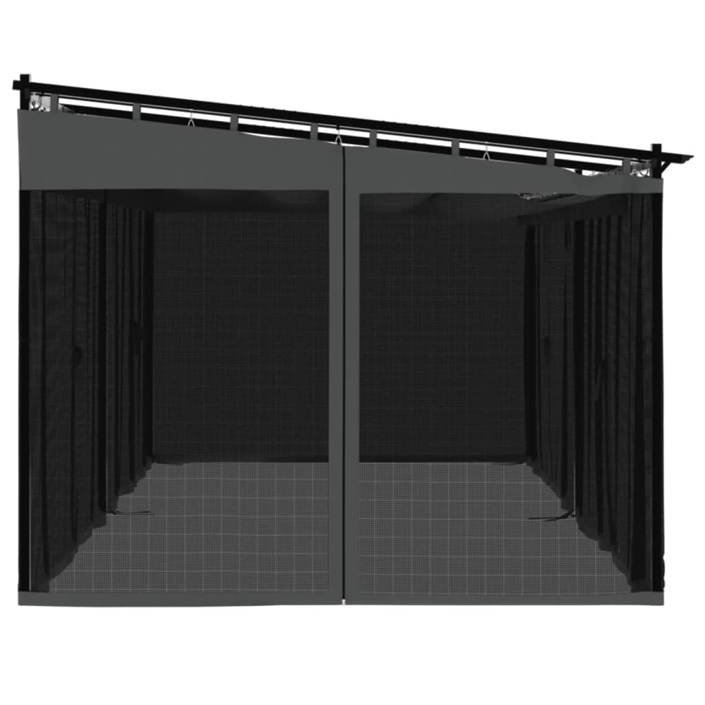 Tonnelle avec parois en filet anthracite 6x3 m acier