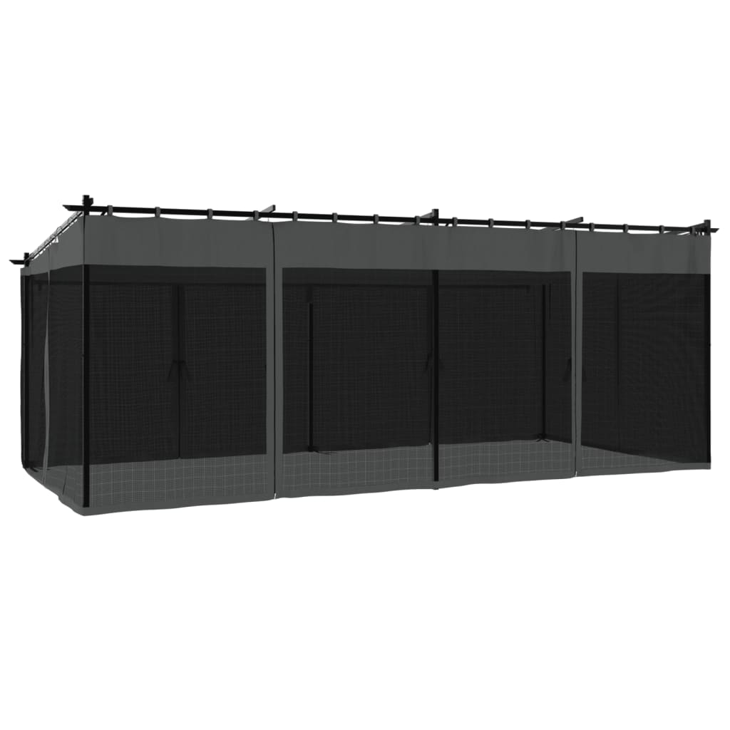 Tonnelle avec parois en filet anthracite 6x3 m acier