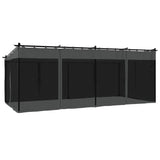 Tonnelle avec parois en filet anthracite 6x3 m acier