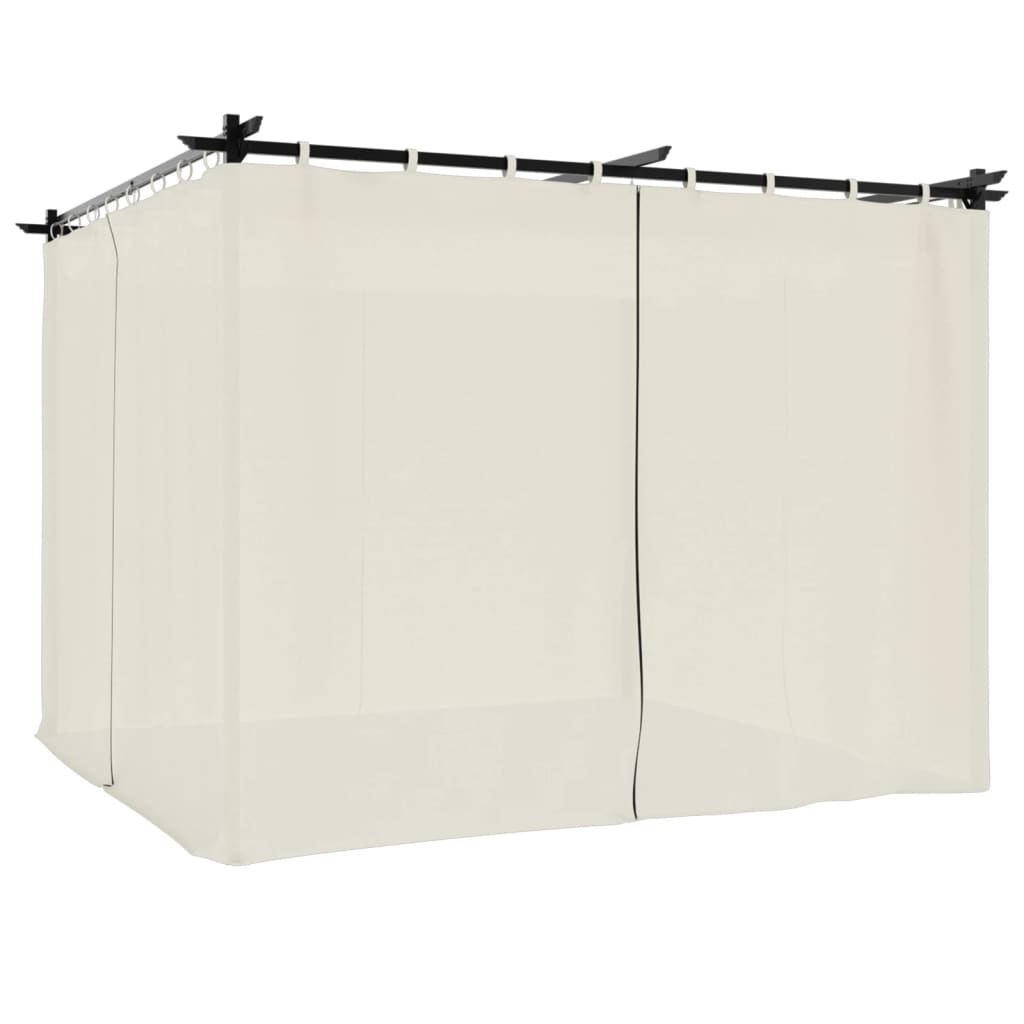 Tonnelle avec rideaux crème 3x3 m acier