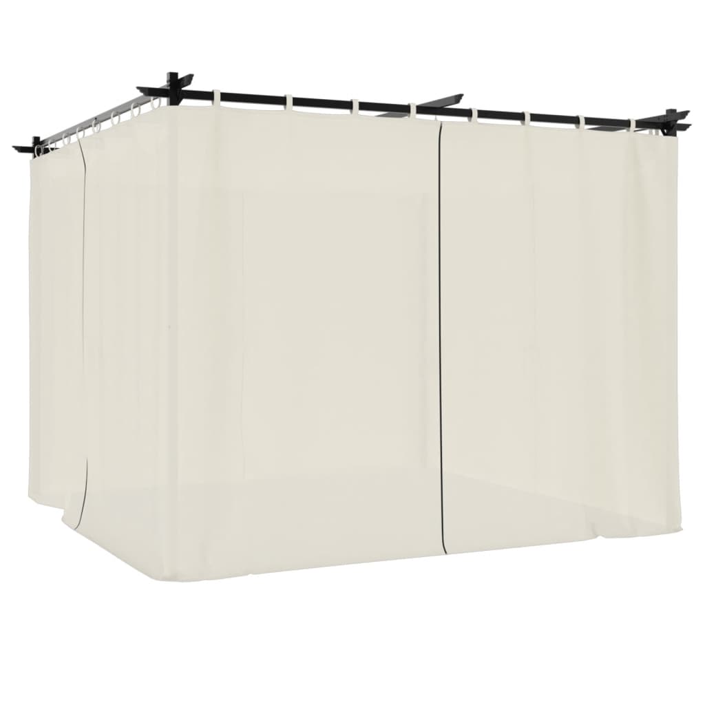 Tonnelle avec rideaux crème 3x3 m acier