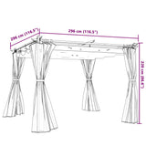 Tonnelle avec rideaux crème 3x3 m acier