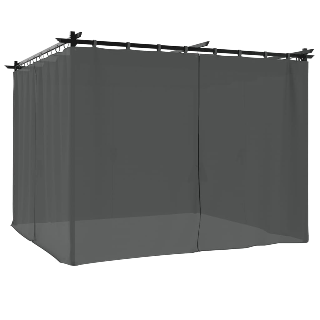 Arbour with anthracite curtains 3x3 m steel