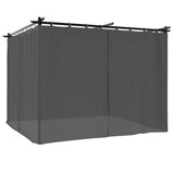 Tonnelle avec rideaux anthracite 3x3 m acier