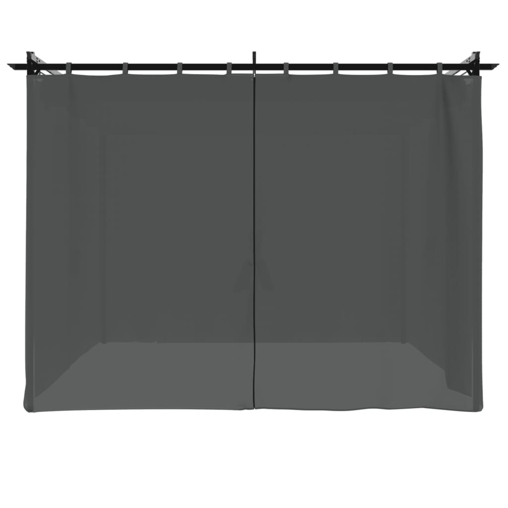 Tonnelle avec rideaux anthracite 3x3 m acier