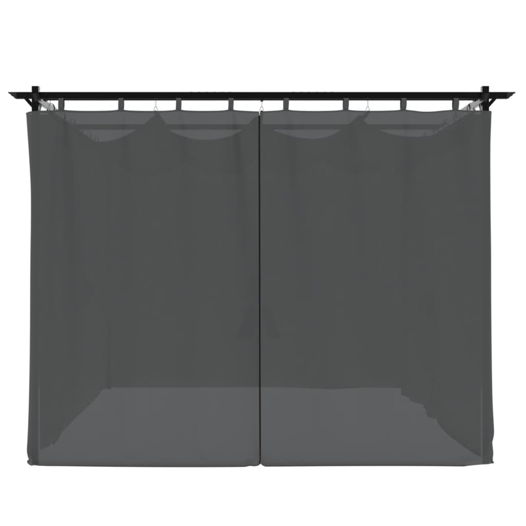 Tonnelle avec rideaux anthracite 3x3 m acier