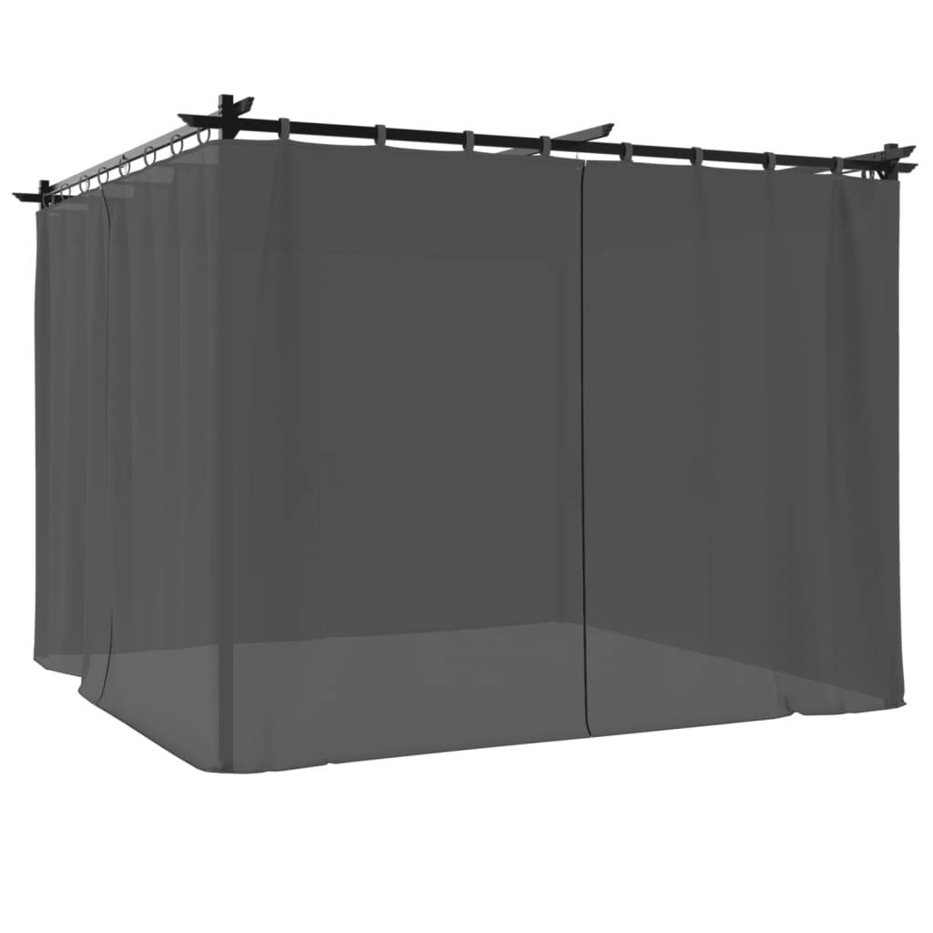 Tonnelle avec rideaux anthracite 3x3 m acier