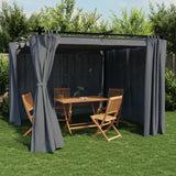 Tonnelle avec rideaux anthracite 3x3 m acier