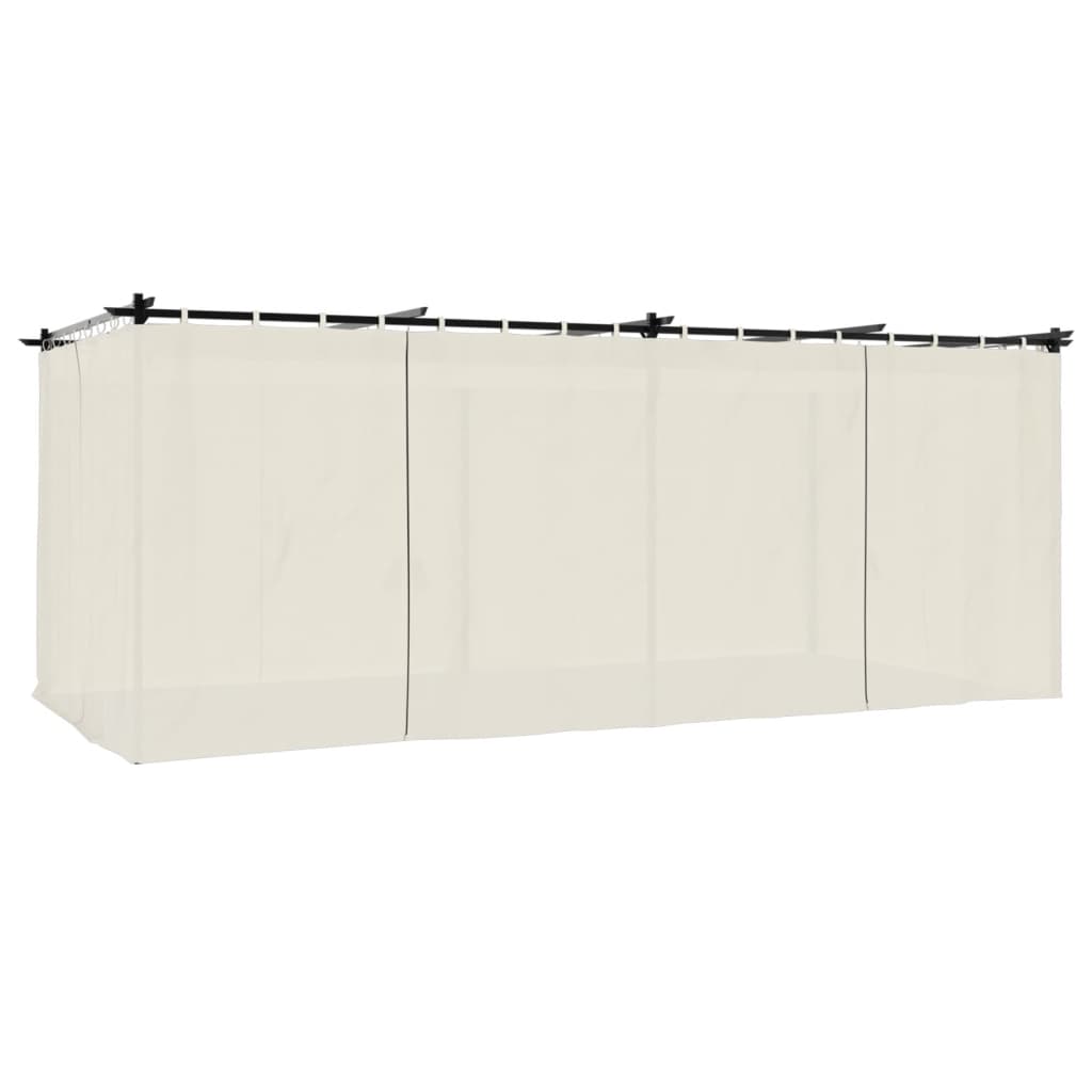 Tonnelle avec rideaux crème 6x3 m acier