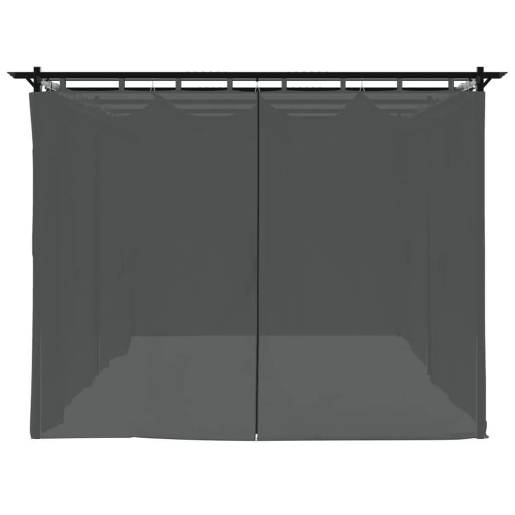 Tonnelle avec rideaux anthracite 6x3 m acier