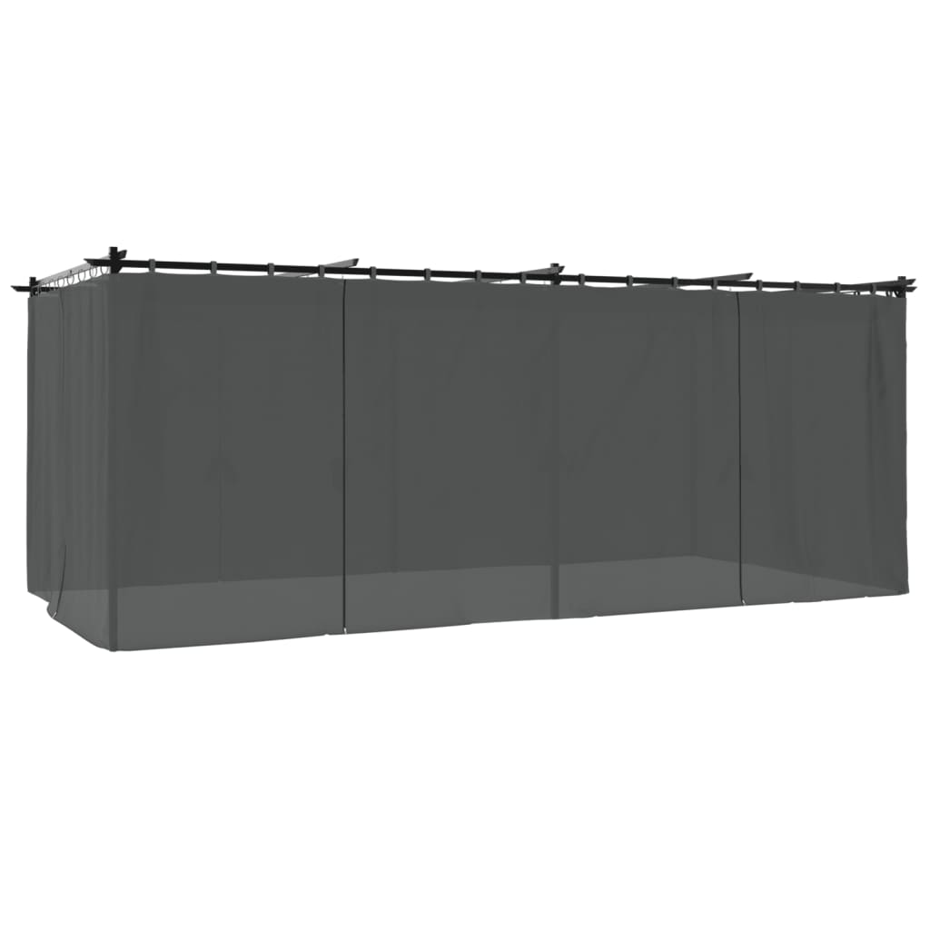 Tonnelle avec rideaux anthracite 6x3 m acier