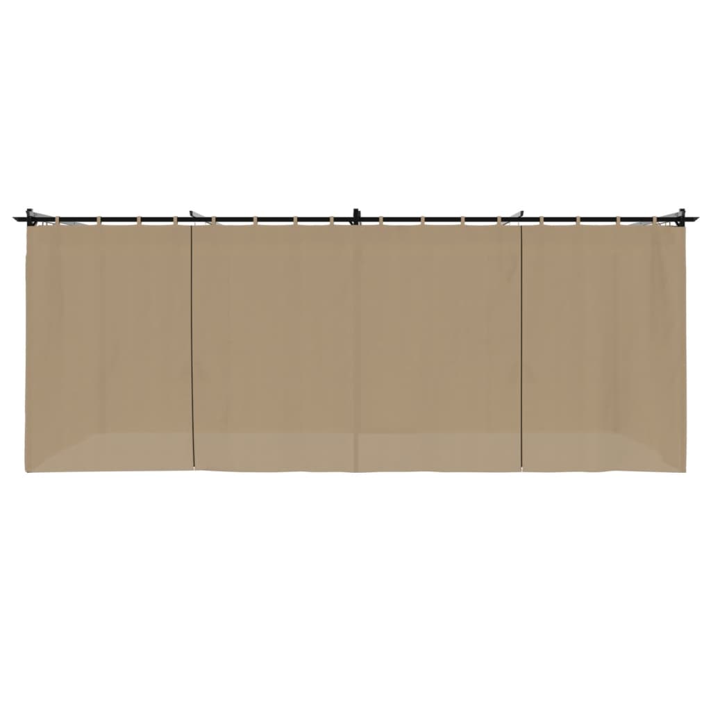 Tonnelle avec rideaux taupe 6x3 m acier