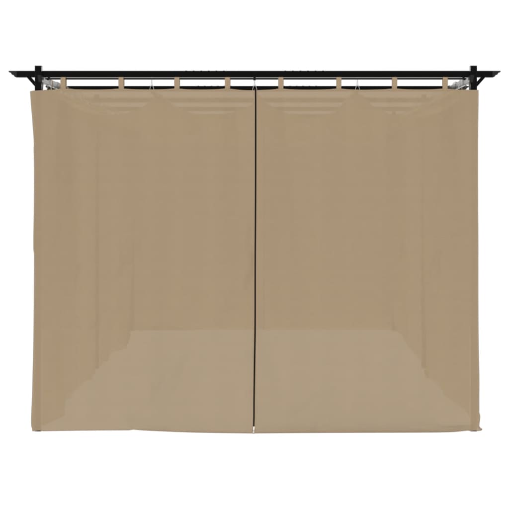 Tonnelle avec rideaux taupe 6x3 m acier