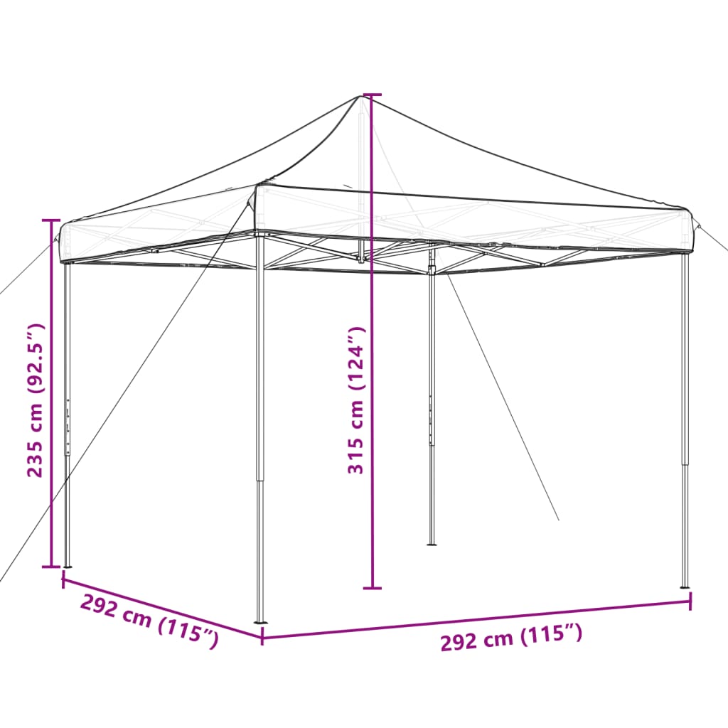 Tente de réception pliable escamotable beige 292x292x315 cm