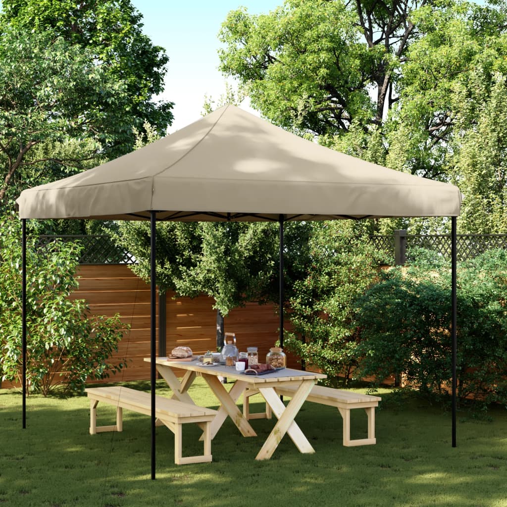 Tente de réception pliable escamotable taupe 292x292x315 cm