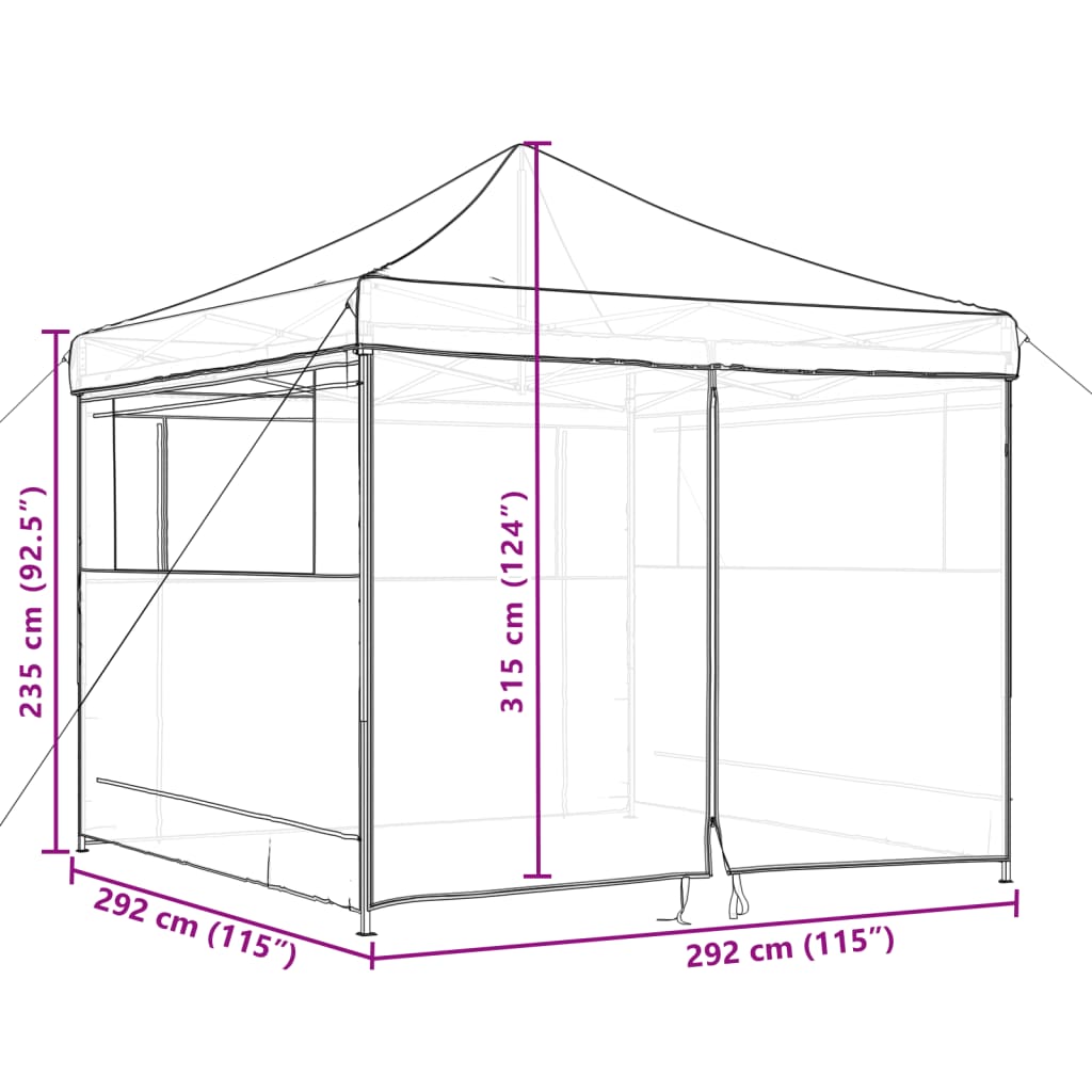 Pop-up folding party tent with 4 side walls