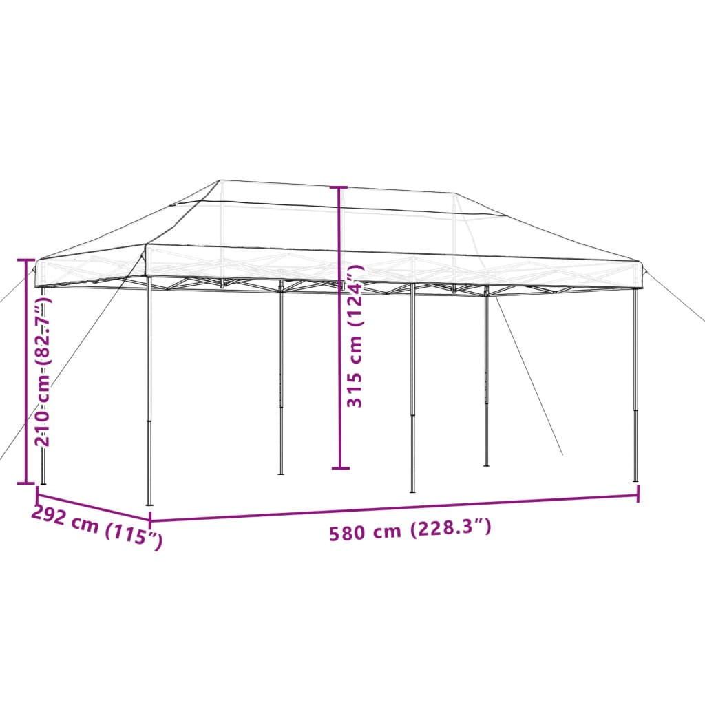 Tente de réception pliable escamotable beige 580x292x315 cm