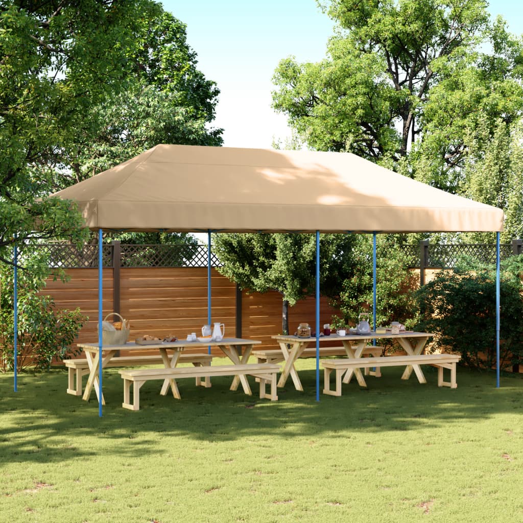 Tente de réception pliable escamotable beige 580x292x315 cm