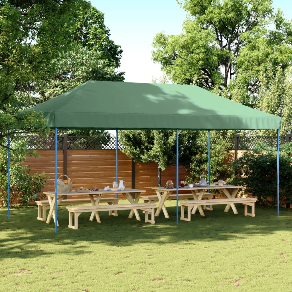 Green retractable folding reception tent 580x292x315 cm